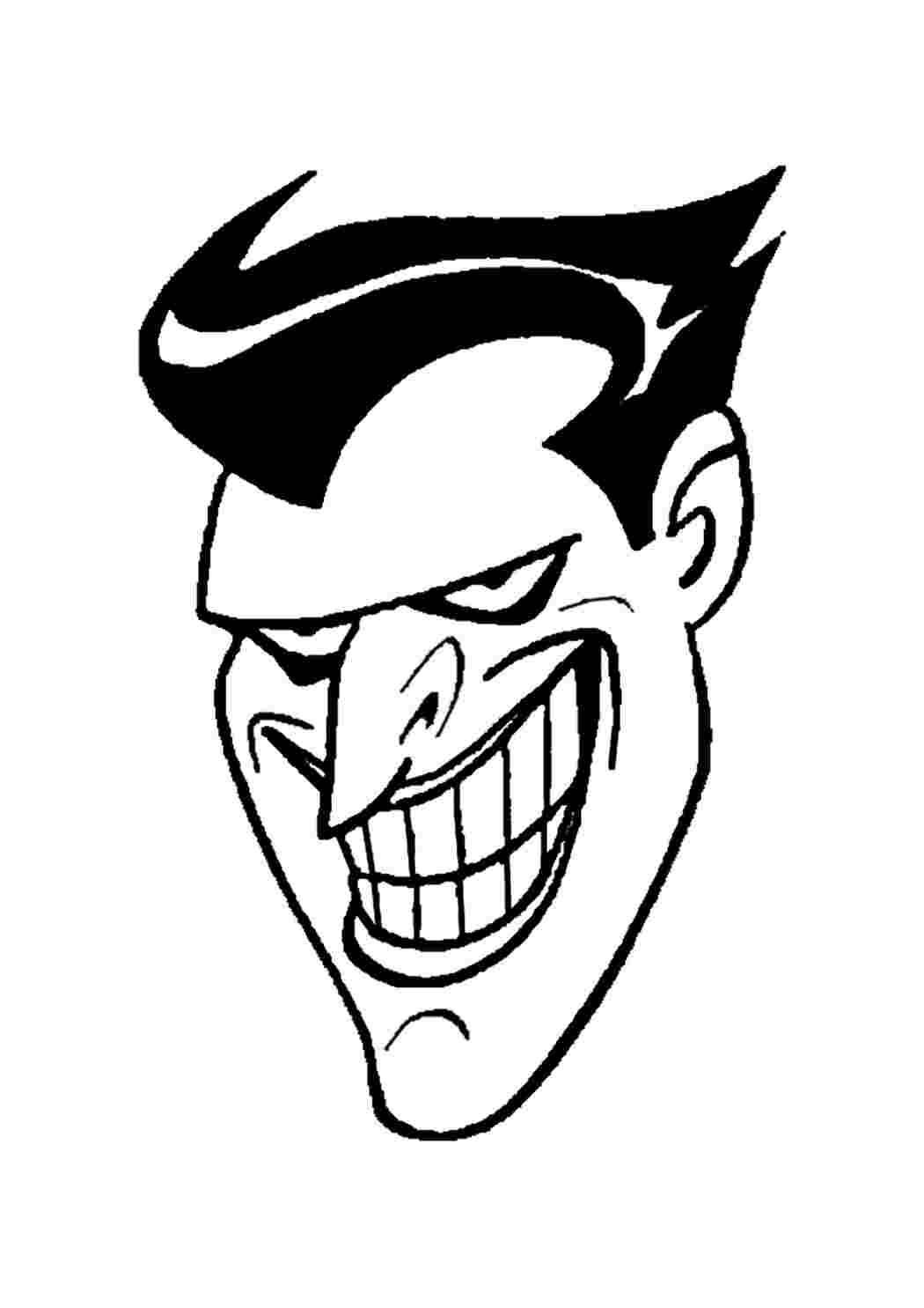 Лицо Джокера Раскраски скачать и распечатать бесплатно.