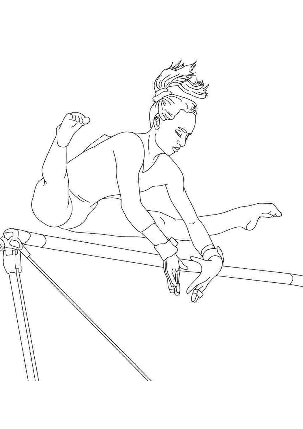 Раскраски Раскраски с гимнастами. Виды спорта. Гимнастика Раскраски со спортсменами