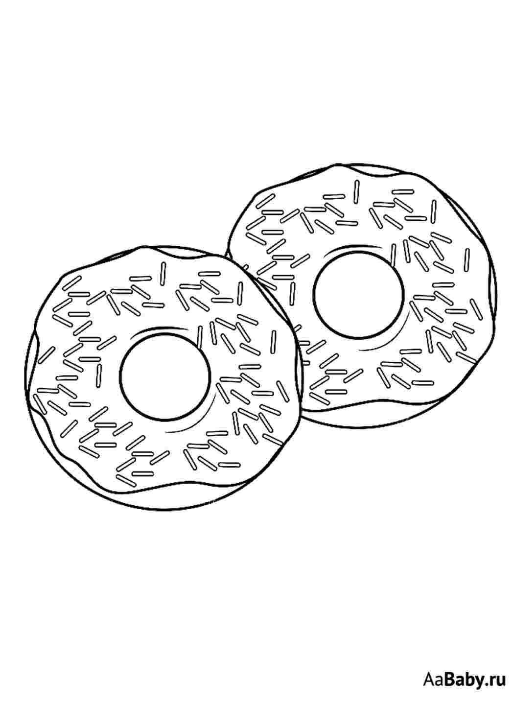 Раскраски Раскраски с пончиками или донатами сладости для детей