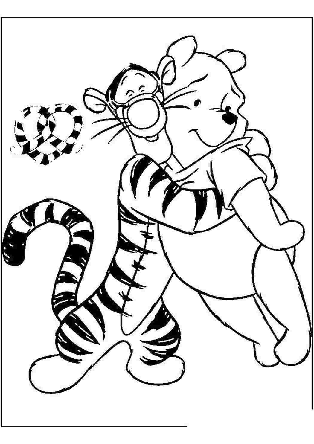 Раскраски Тигруля обнимает винни пуха Диснеевские мультфильмы тигруля, винни