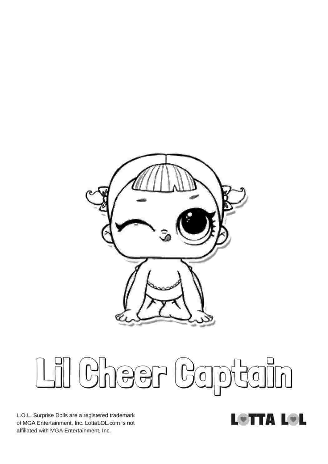 Раскраски Раскраска Lil Cheer Captain, кукла лол сестренка чер каптеин  Раскраска кукла лол Lil Cheer Captain, раскраски куклы лол. Раскраски для девочек с малышками кукол лол. Раскраска ребенок с хвостиками. раскраска ребенок в подгузнике