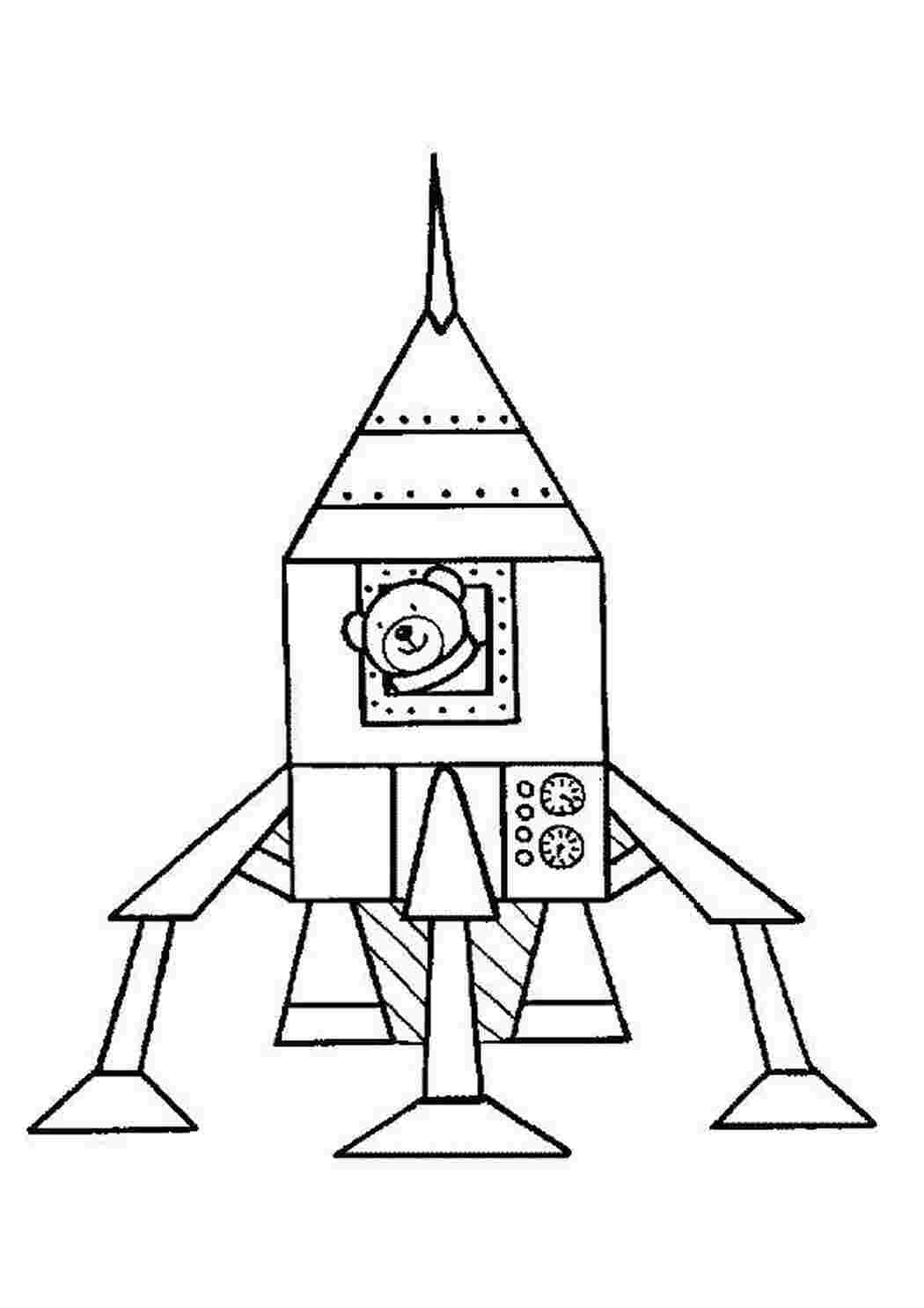 Раскраски картинки на рабочий стол онлайн Медвежонок в космической ракете Раскраски для мальчиков