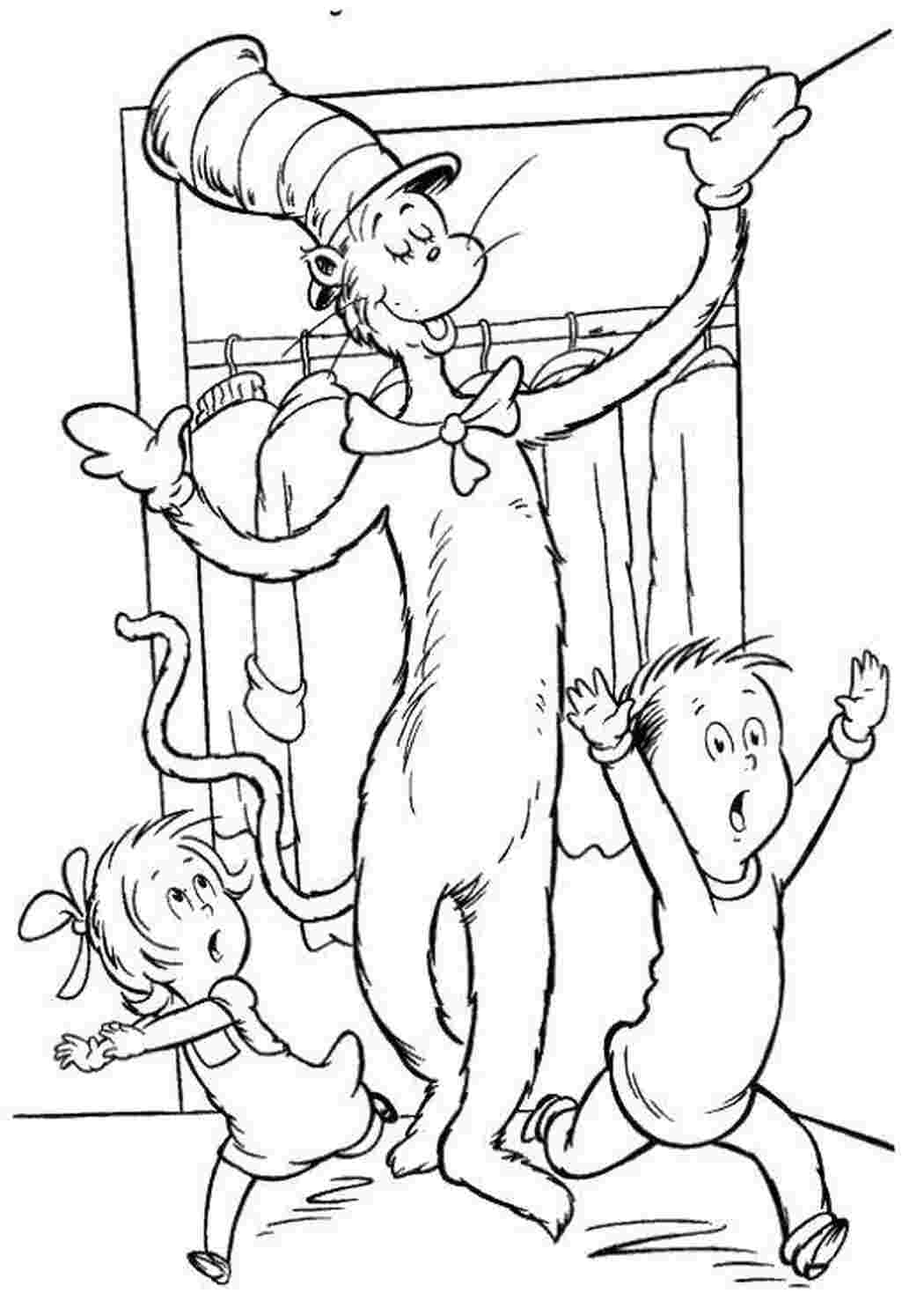 Раскраски Мальчик и девочка убегают от большого кота дети Дети, кот