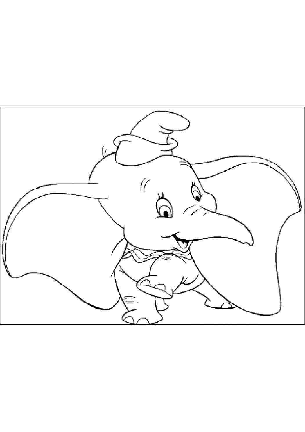Раскраски Слоненок дамбо Диснеевские мультфильмы слоненок Дамбо, шляпа, уши