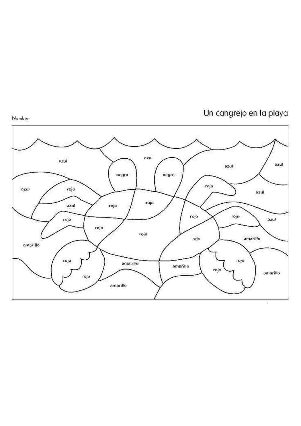 Раскраски Раскраска краба на испанском языке испанский язык испанский язык, раскраска, краб