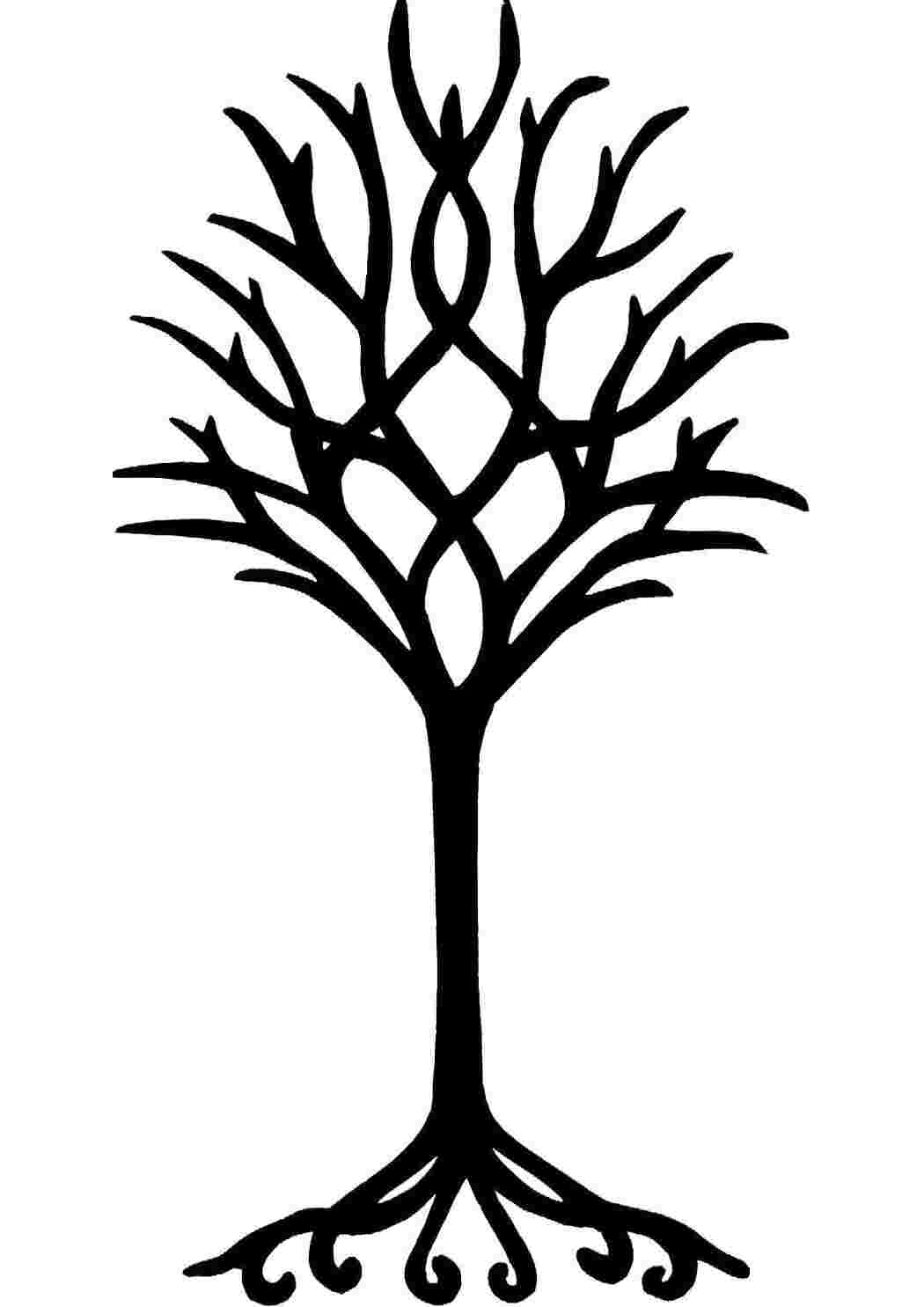 Раскраска дерево дерева. Дерево с ветками и корнями