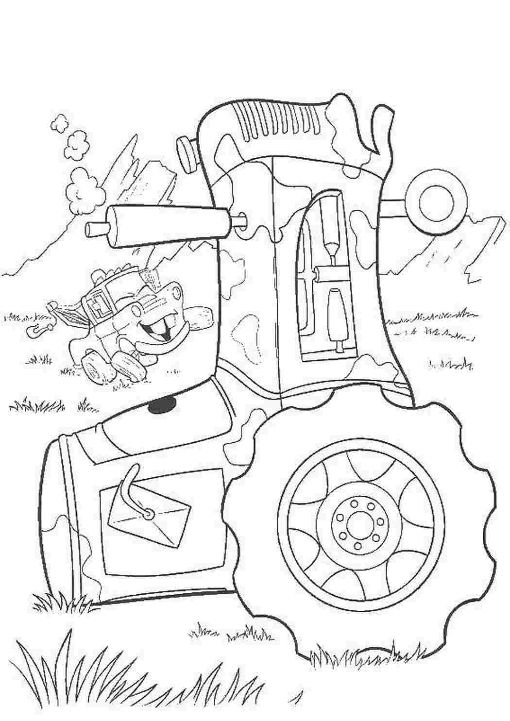 Раскраски Машинки из мультфильма тачки  трактор Транспорт, трактор