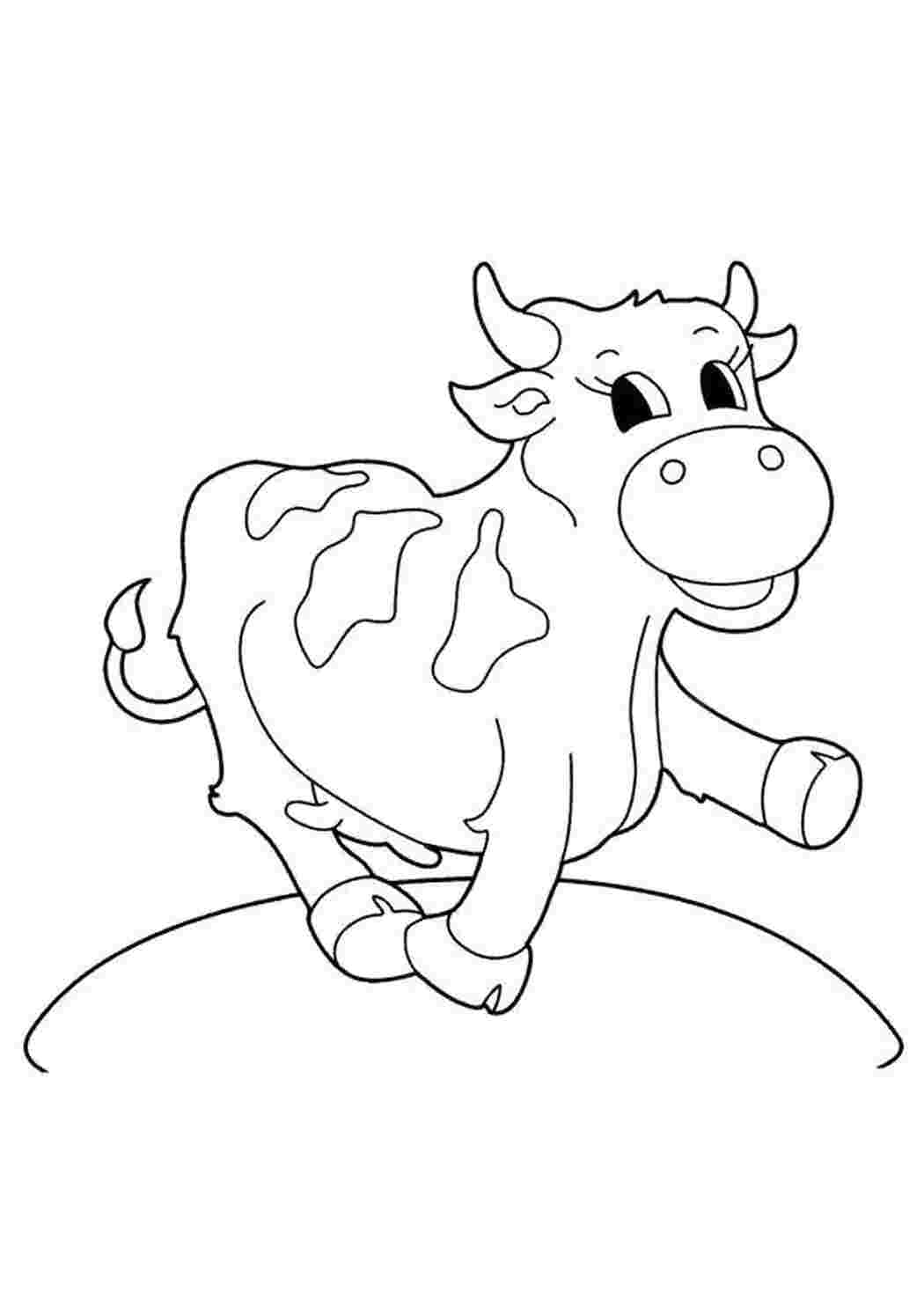 Раскраски Корова шагает вперед Домашние животные Корова