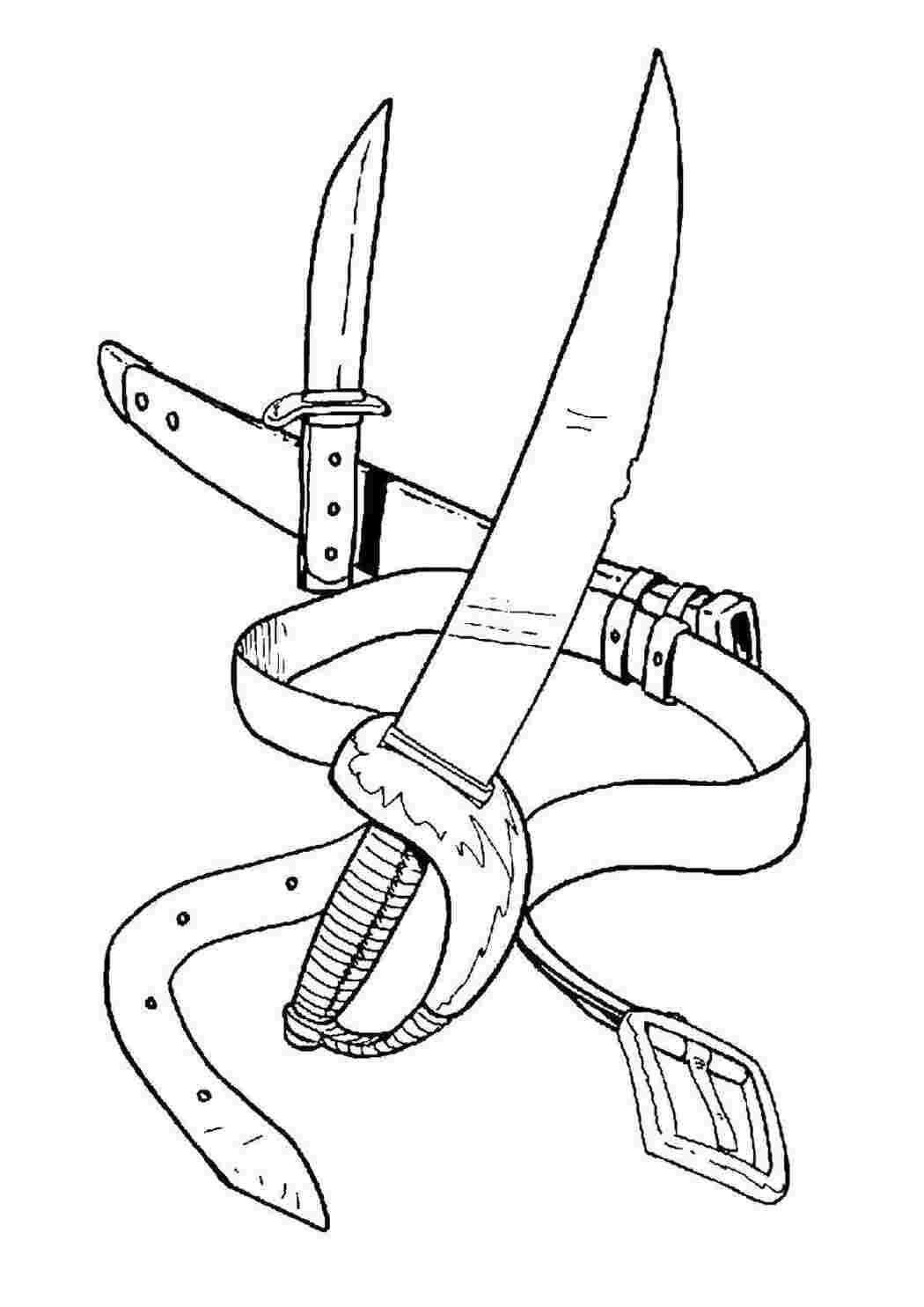 Раскраски Пиратские принадлежности Пираты Пират, сабля
