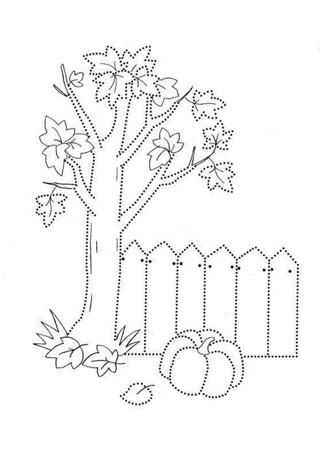 Раскраска осень, тыква возле дерева  Раскраски скачать онлайн