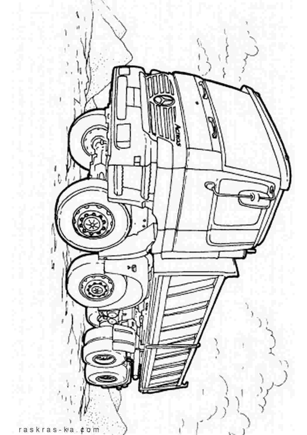 Раскраски картинки на рабочий стол онлайн Грузовик мерседес Раскраски для мальчиков