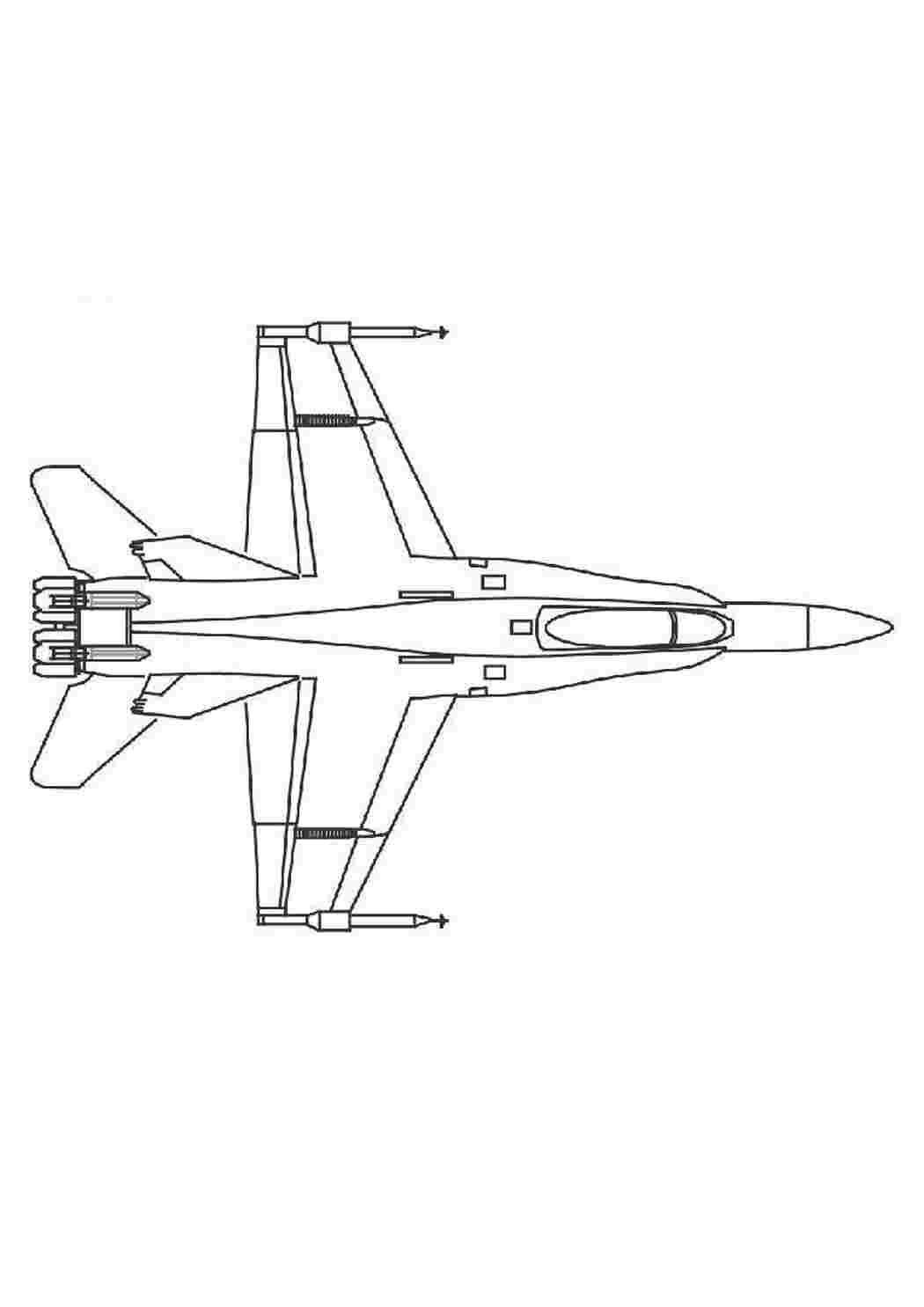 Истребитель вид сверху Раскраски для мальчиков бесплатно
