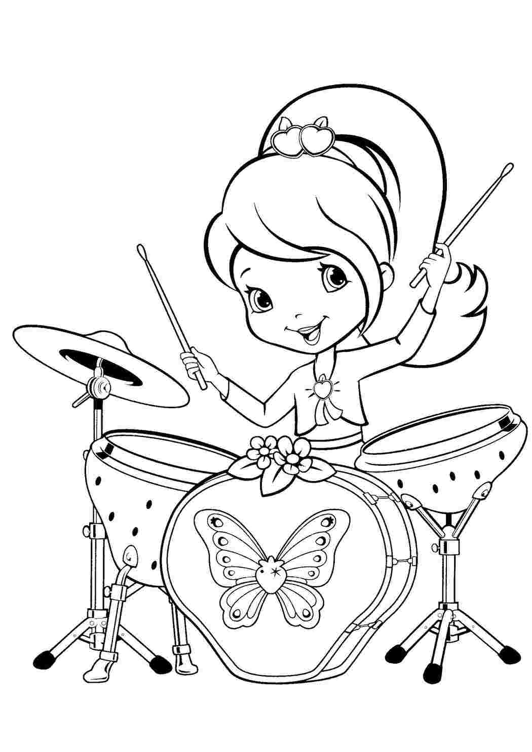 Раскраски Шарлотта земляничка играет на барабанах шарлотта земляничка мультики шарлотта, земляничка, мультики