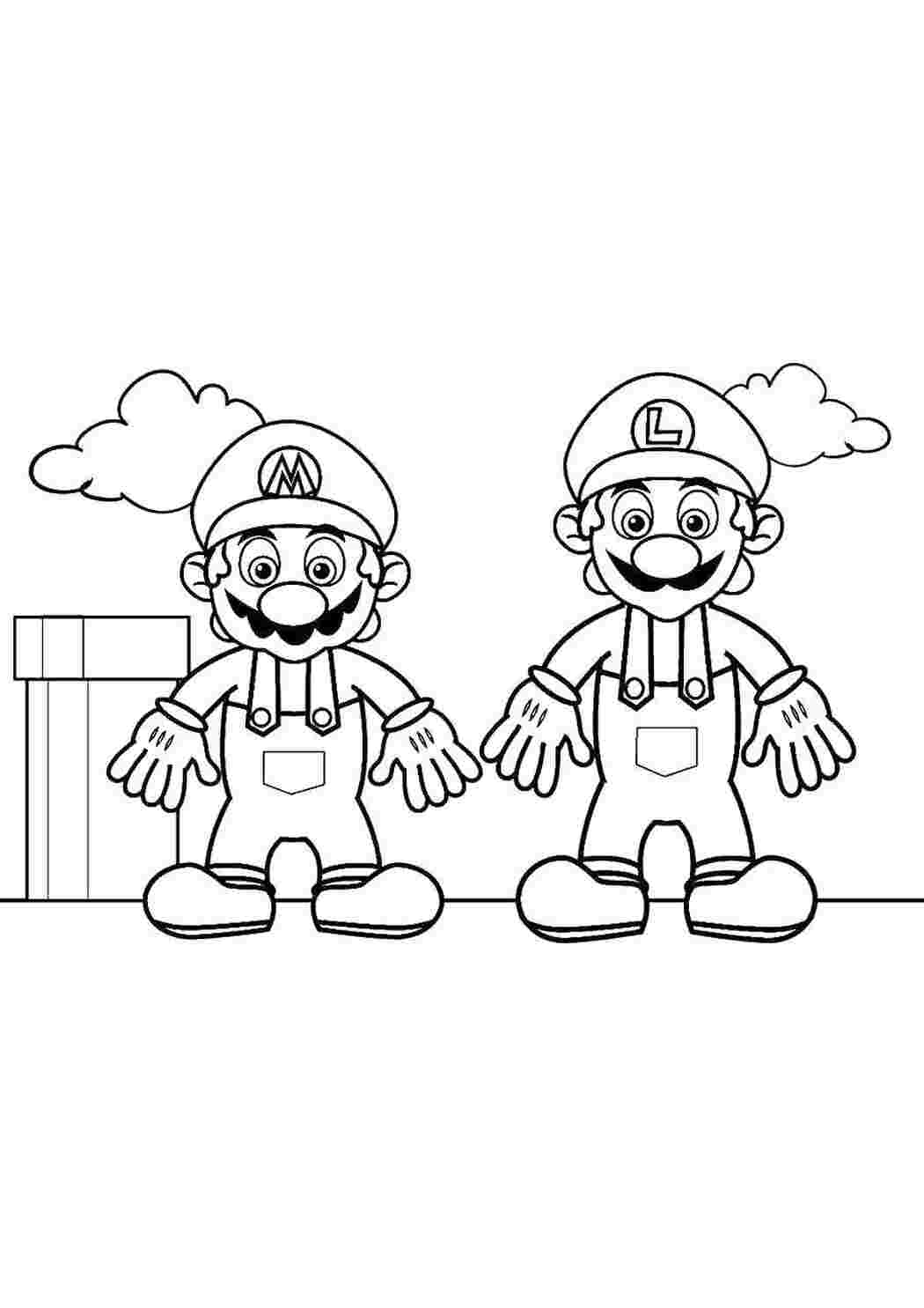Раскраски Марио и луиджи из игры марио марио, луиджи, супер марио
