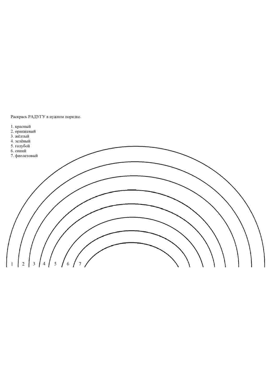 Раскраски Раскрась радугу Радуга радуга, цвета