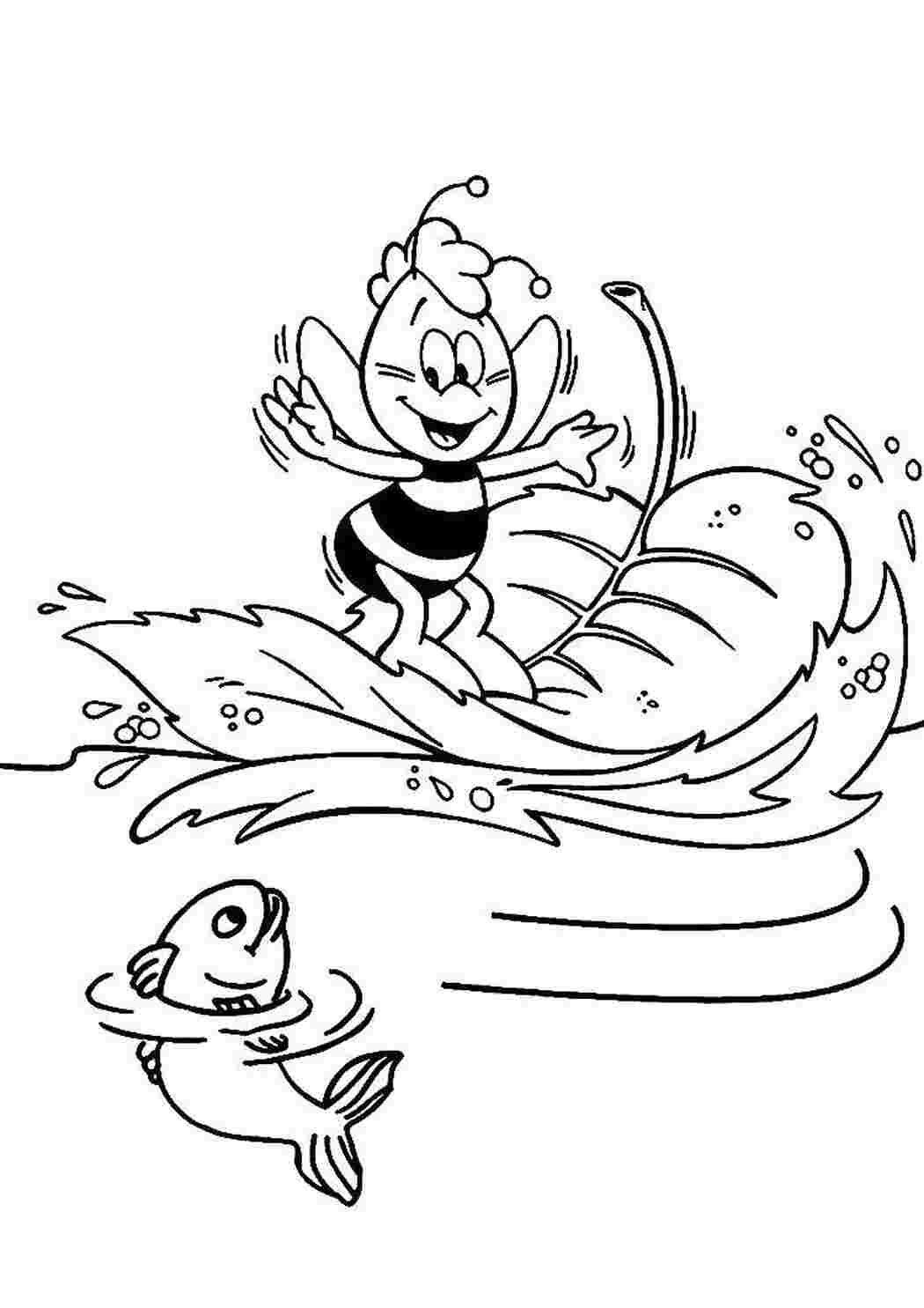 Раскраски Пчелка майя и рыбка пчела Персонаж из мультфильма, Пчелка майя