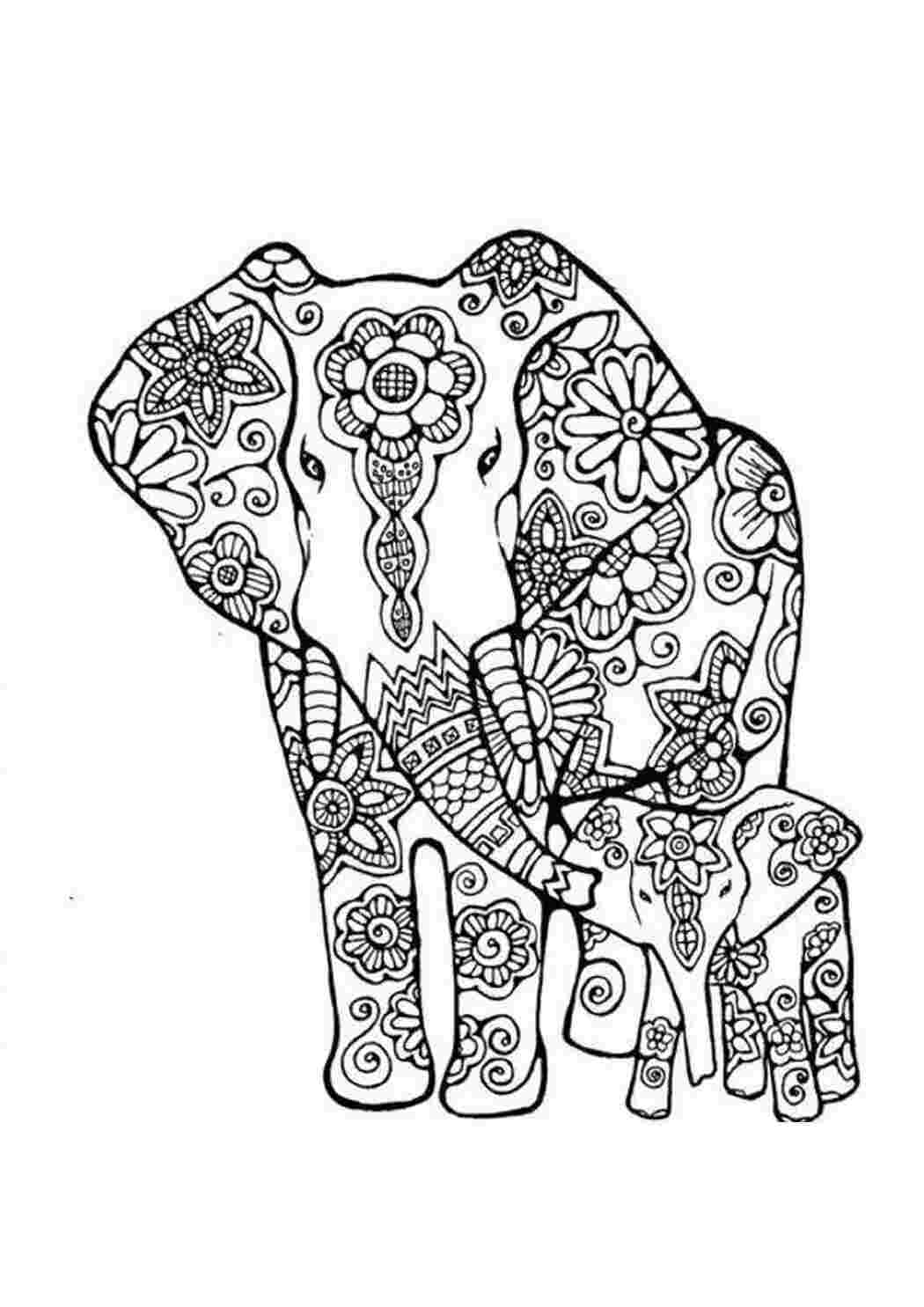 Раскраски Этнический слон узоры Узоры, этнические