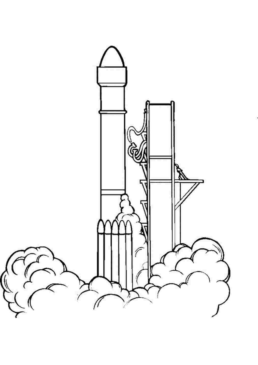 Раскраски картинки на рабочий стол онлайн Ракета взлетает, космический аэродром Раскраски для мальчиков