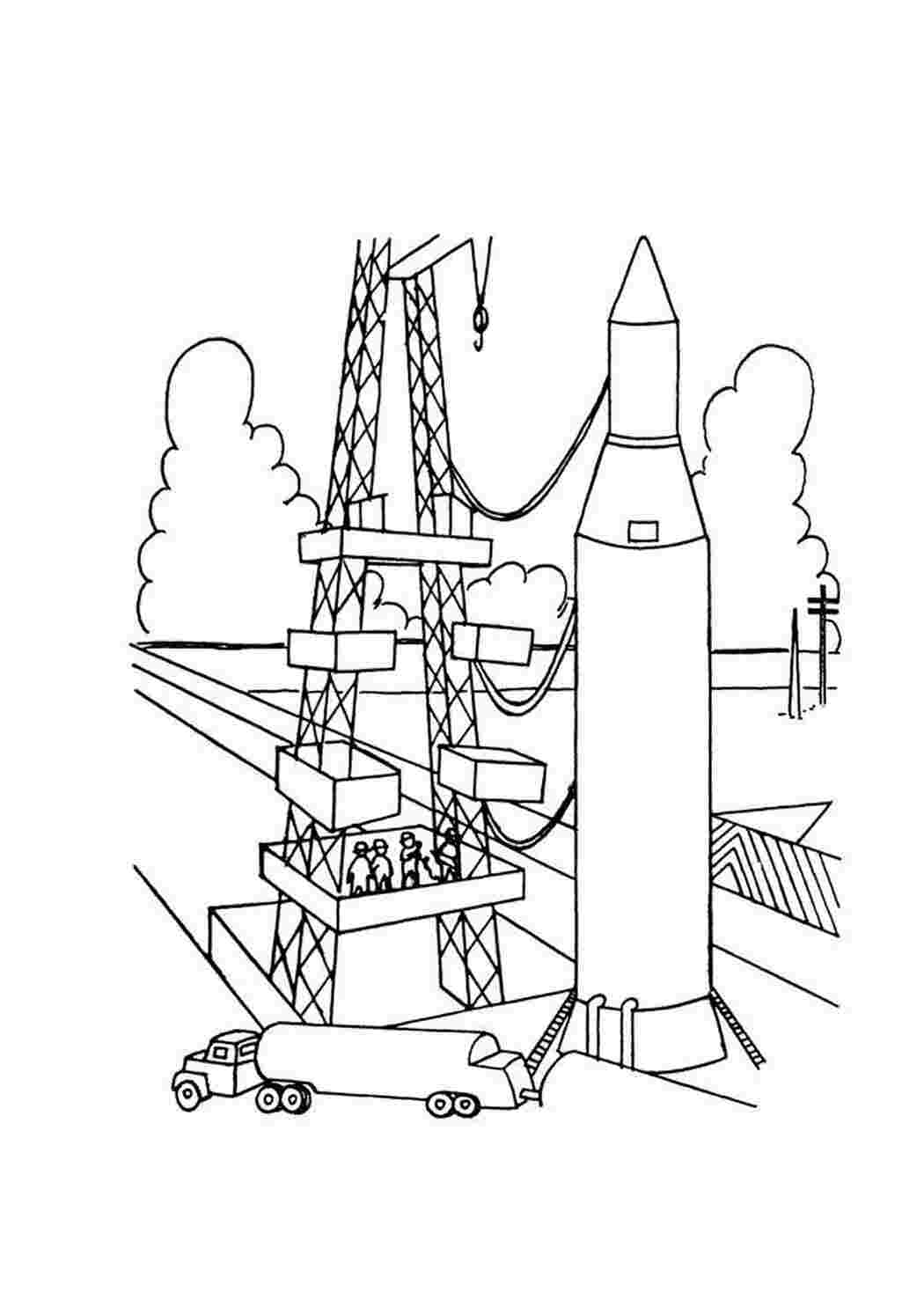 Раскраски картинки на рабочий стол онлайн Строительство космической ракеты, люди Раскраски для мальчиков