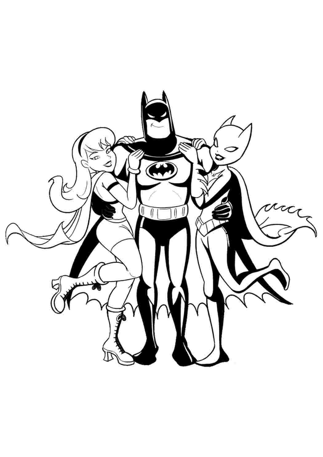 Девушки любят Бэтмена Раскраски скачать и распечатать бесплатно.
