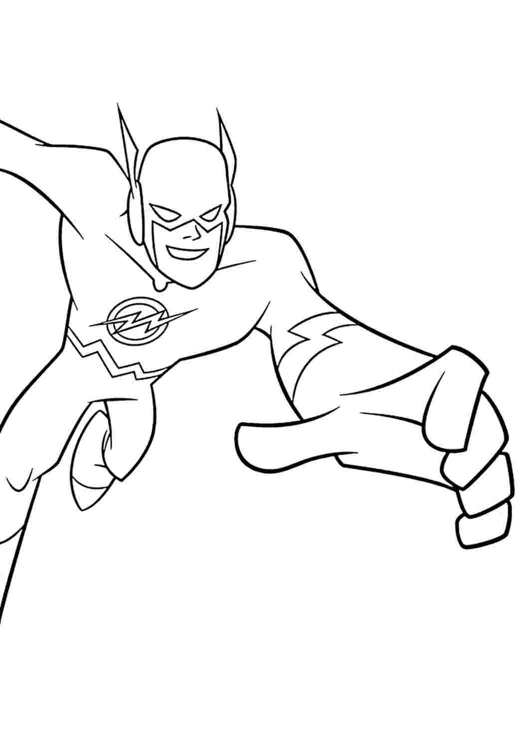 Раскраска супергероя Флэш Раскраски скачать и распечатать бесплатно.