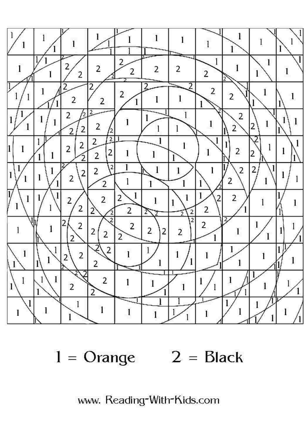 Раскраски Раскрась в оранжевый и черный По номерам по номерам, по цифрам