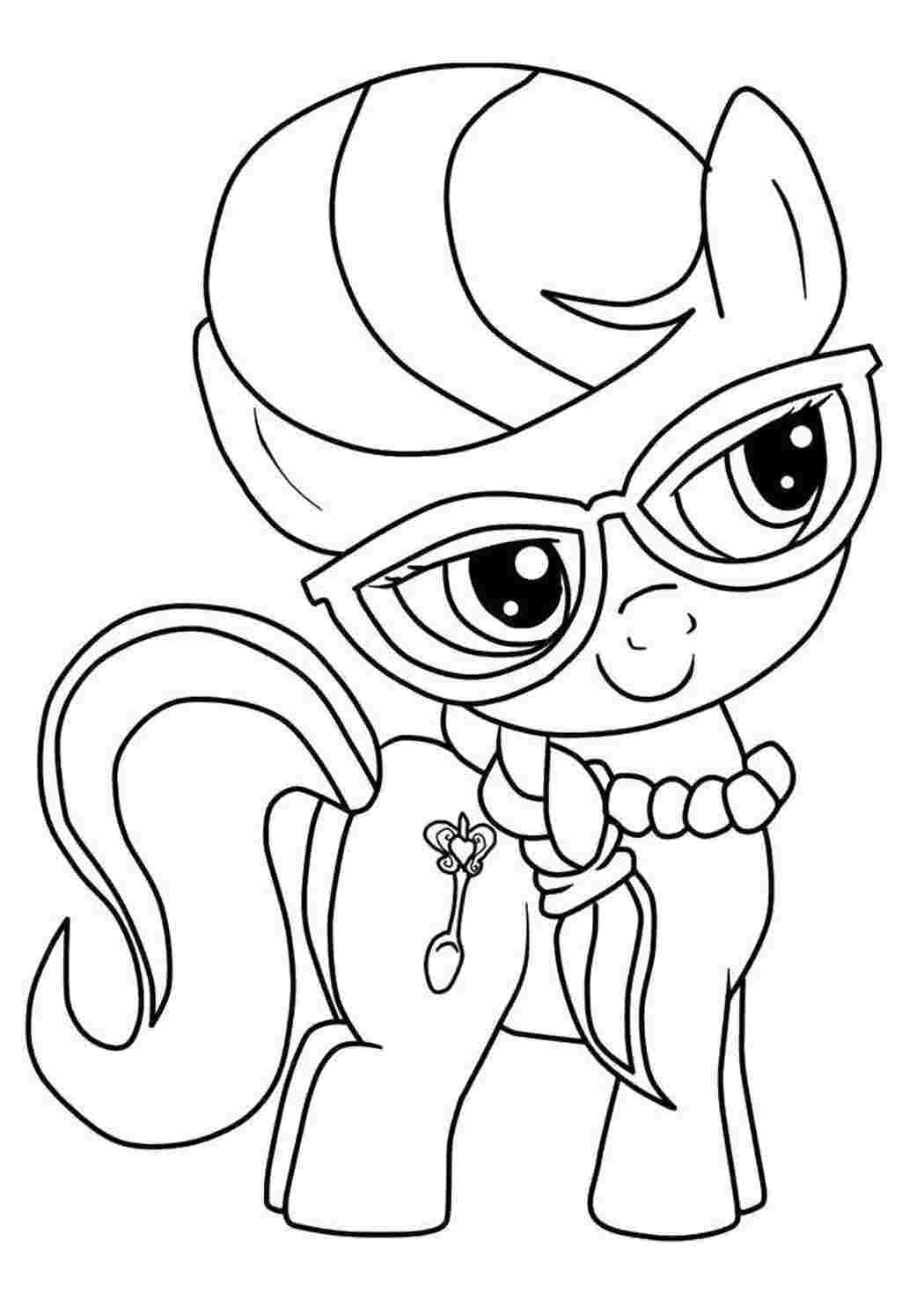 Раскраски Пони из my little pony в очках мой маленький пони Пони, "My little pony"