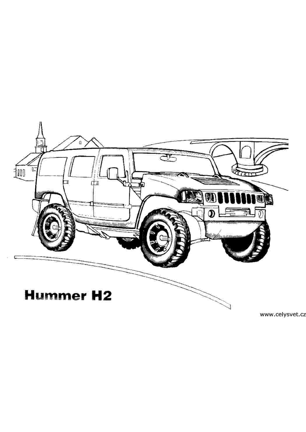 Раскраски Hummer H2? раскраска, мост, церковь, дорога Раскраски Машины 