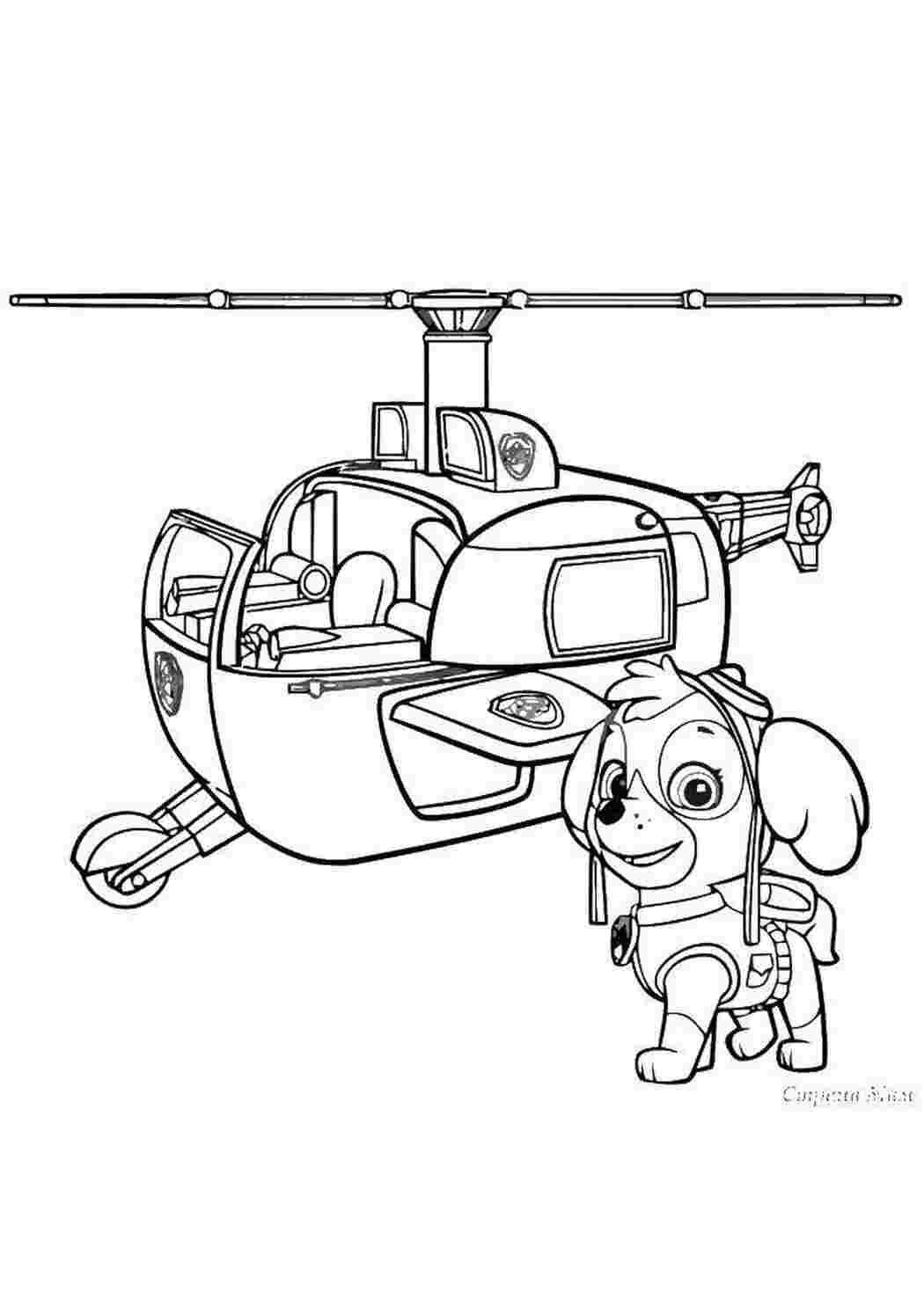 Раскраски Вертолётик скай щенячий патруль Щенячий патруль