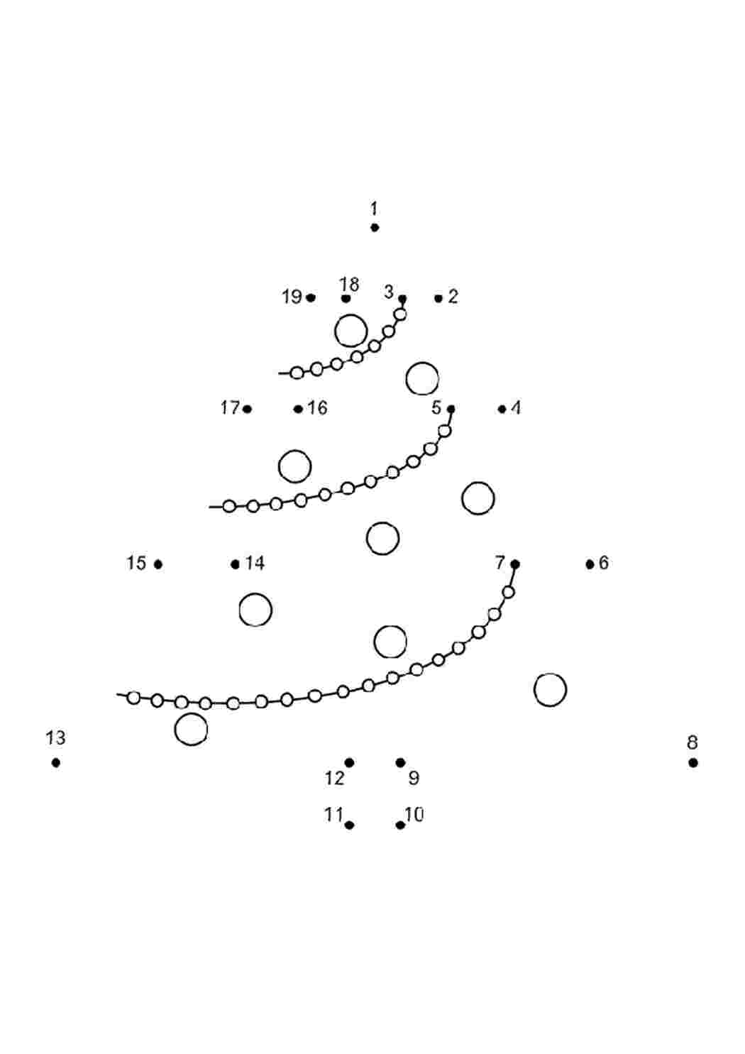 Раскраски В которых требуется соединить по порядку точки, чтобы получилась елочка В которых требуется соединить по порядку точки, чтобы получилась елочка  Раскраски скачать онлайн