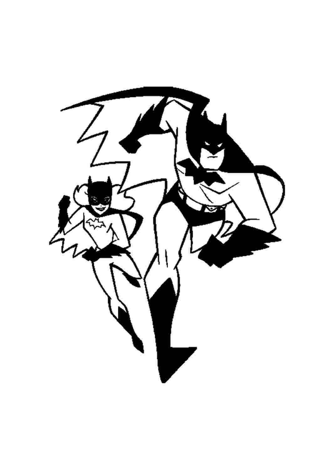 Настоящий Бэтмен и девушка-Бэтмен Раскраски скачать и распечатать бесплатно.
