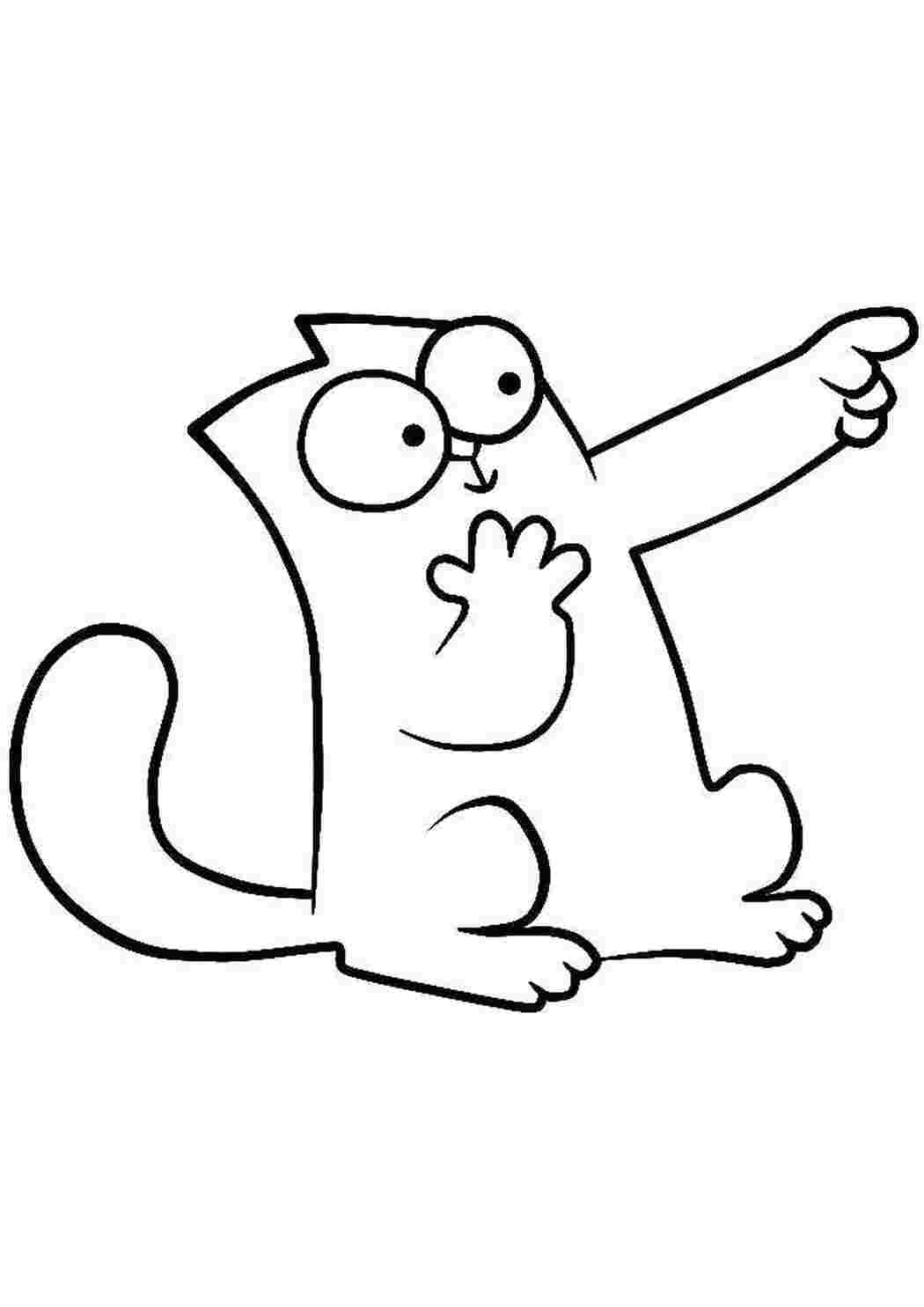 Раскраски Кот саймон и палец кот саймона кот, Саймон, лапа