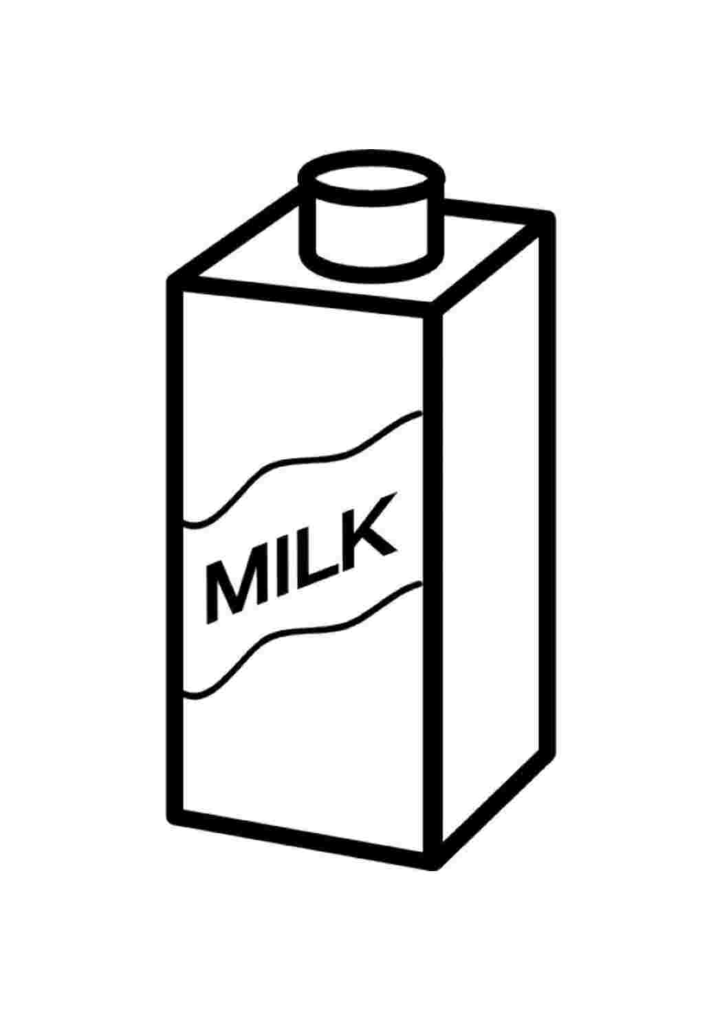 Раскраски молоко в пачке или в банке. полезная еда молочная продукция. 