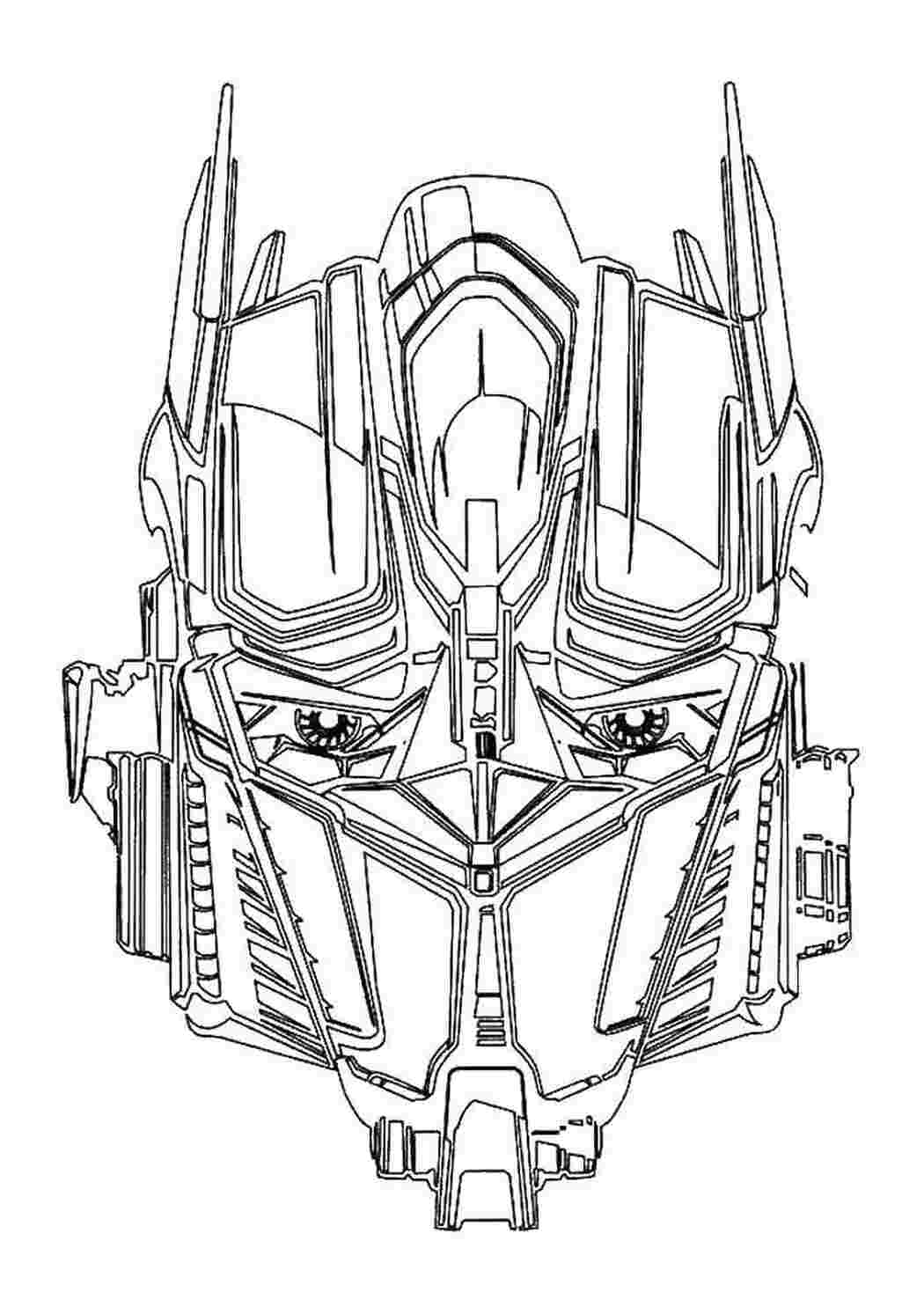 Раскраски Голова трансформера оптимуса трансформеры трансформер, робот, машина