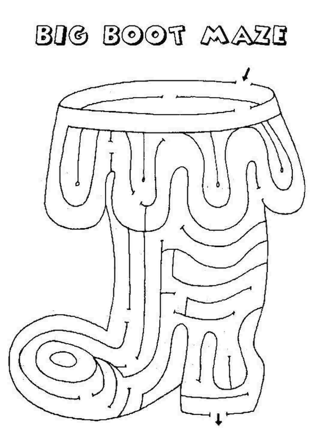 Раскраски Сапог лабиринты Сапог, лабиринты