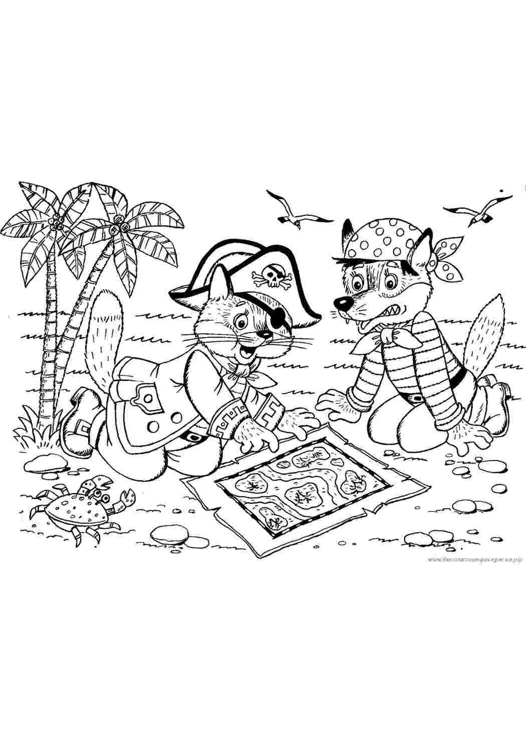 Книжка-раскраска для детей пиратская карта с тропическим островом | Премиум векторы