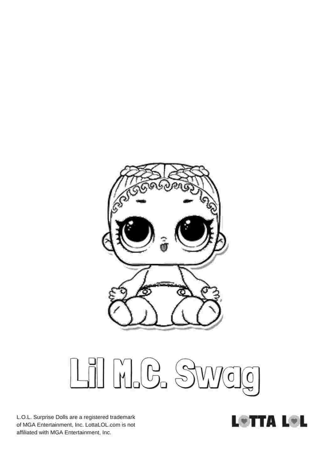 Раскраски Lil M.C. Swag, раскраска для девочки с куклой лол, раскраски куклы лол животные, малышка с косичками. раскраска ребенок сидит, раскраска сестренки кукол лол