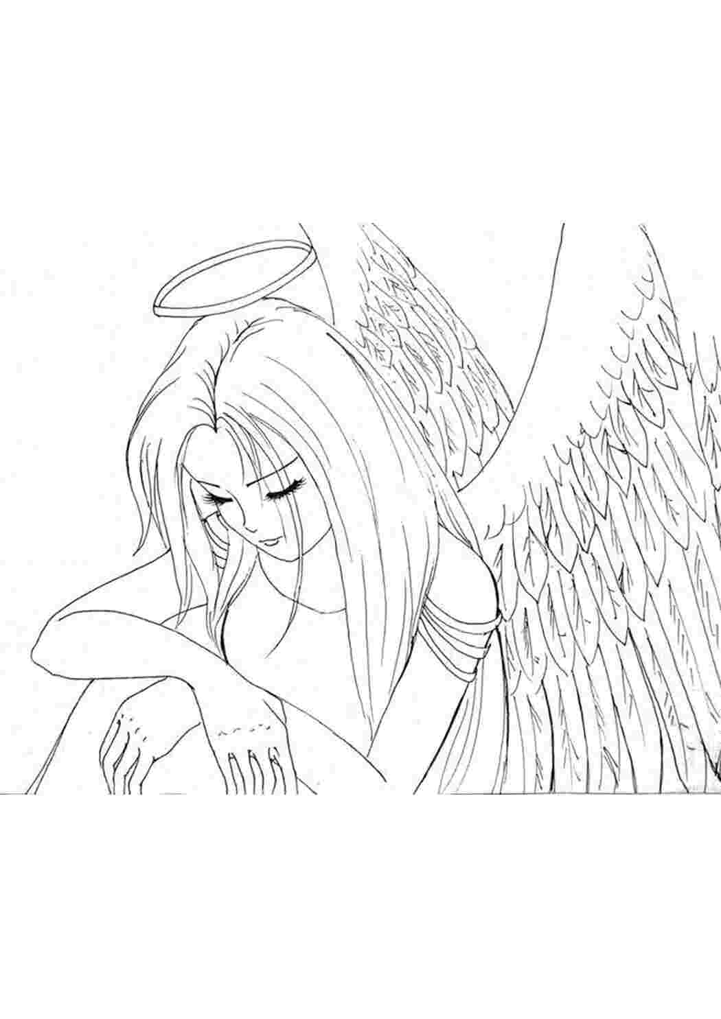 Раскраска «Аниме девушка ангел»