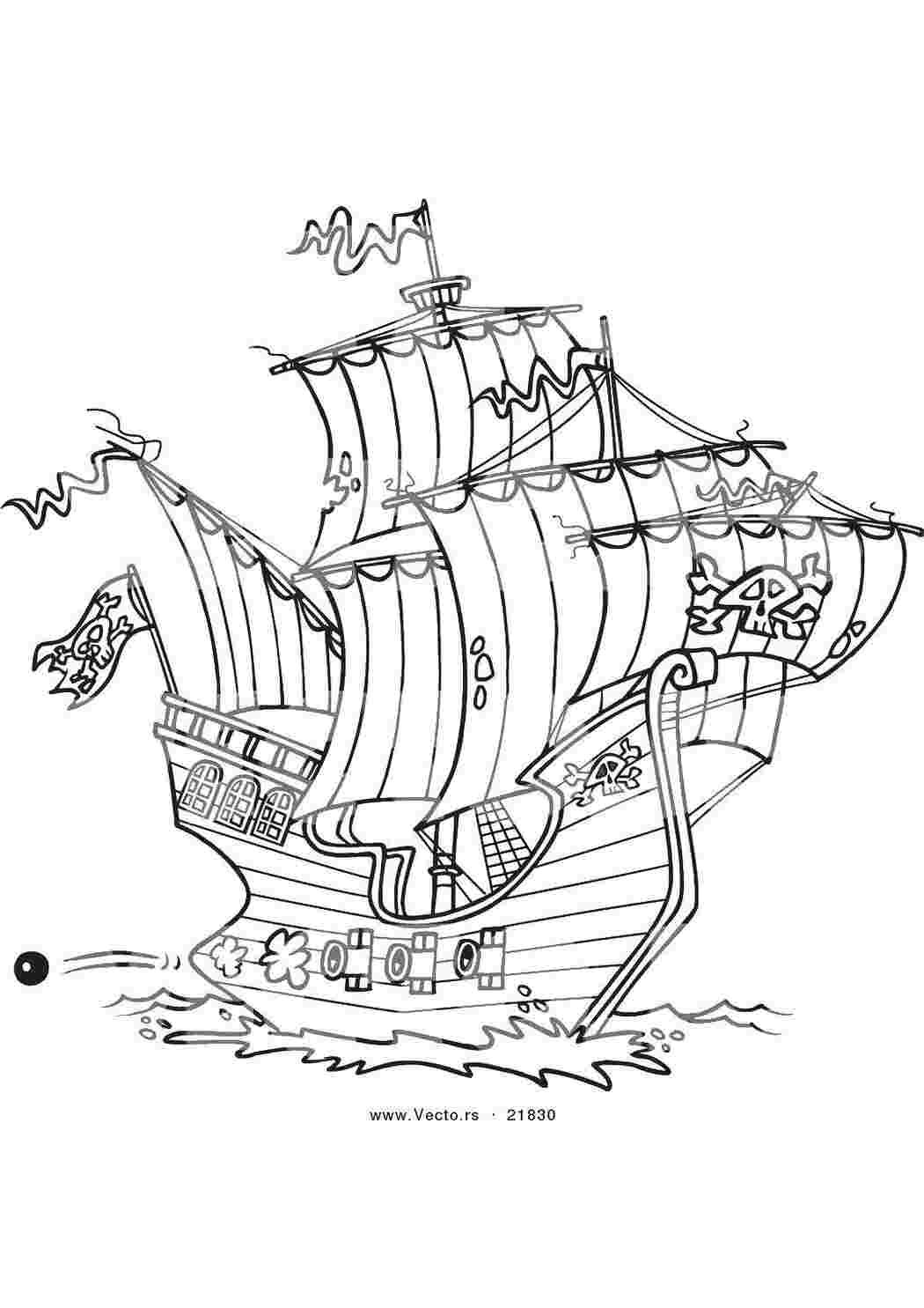 Раскраска Пиратский корабль