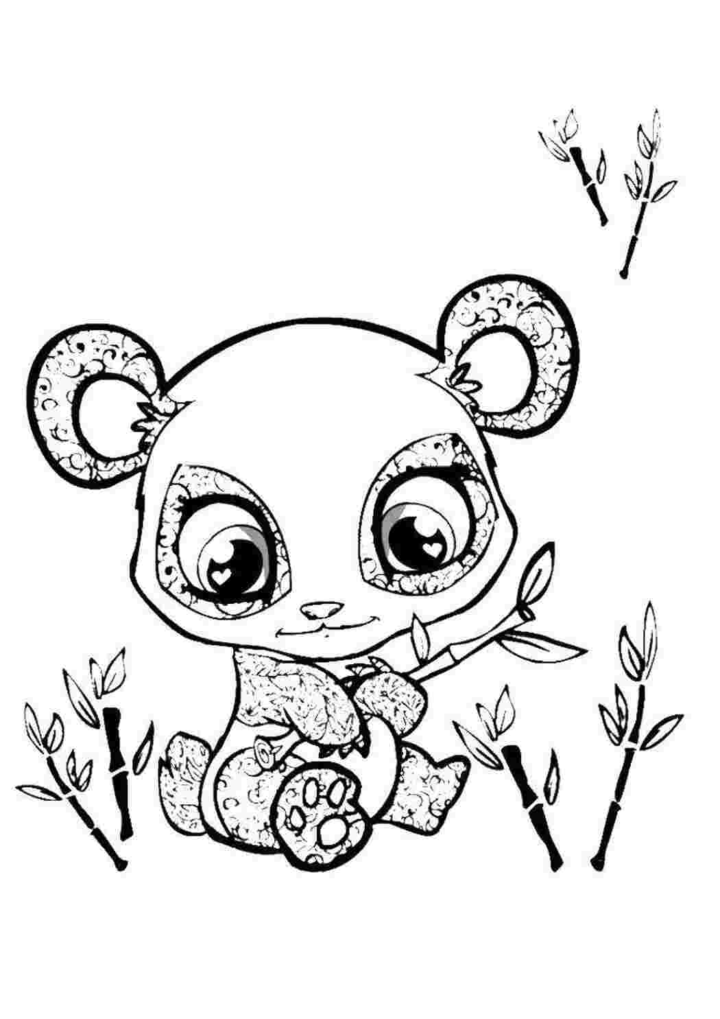 Раскраски Маленькая панда и бамбук животные панда, бамбук, глазки