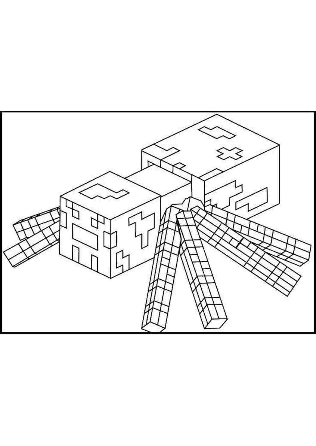 Раскраски Майнкрафт паук майнкрафт майнкрафт, паук