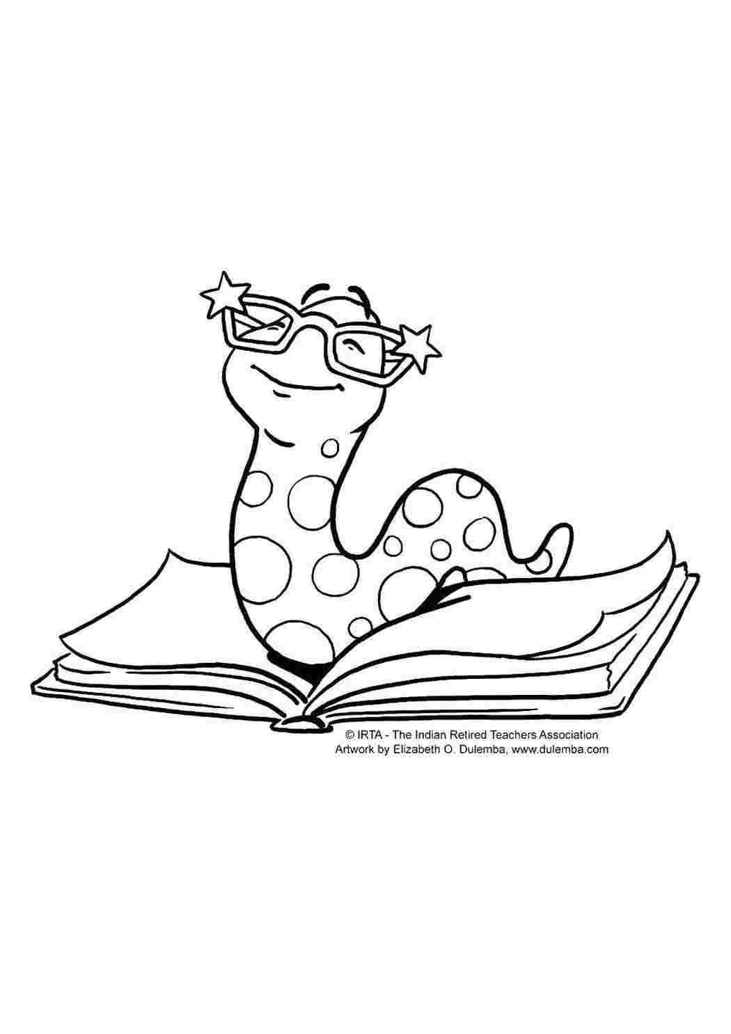 Раскраски Книжный червь книги книга, червь