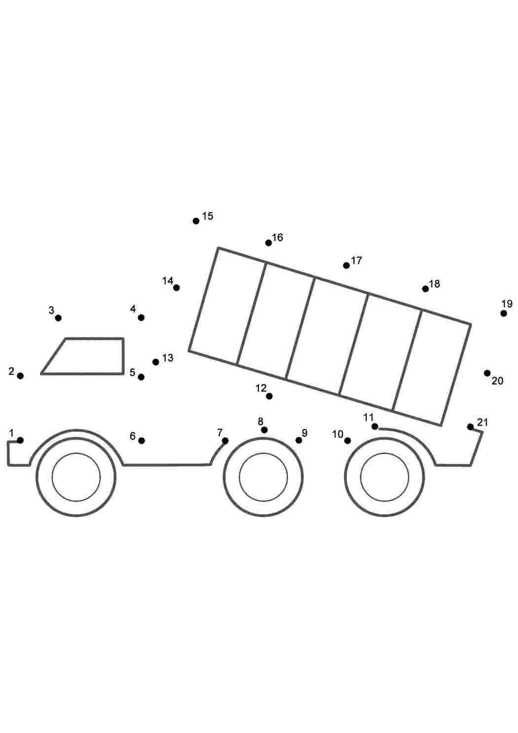 Раскраски Нарисуй по цифрам Транспорт на английском Транспорт, грузовик