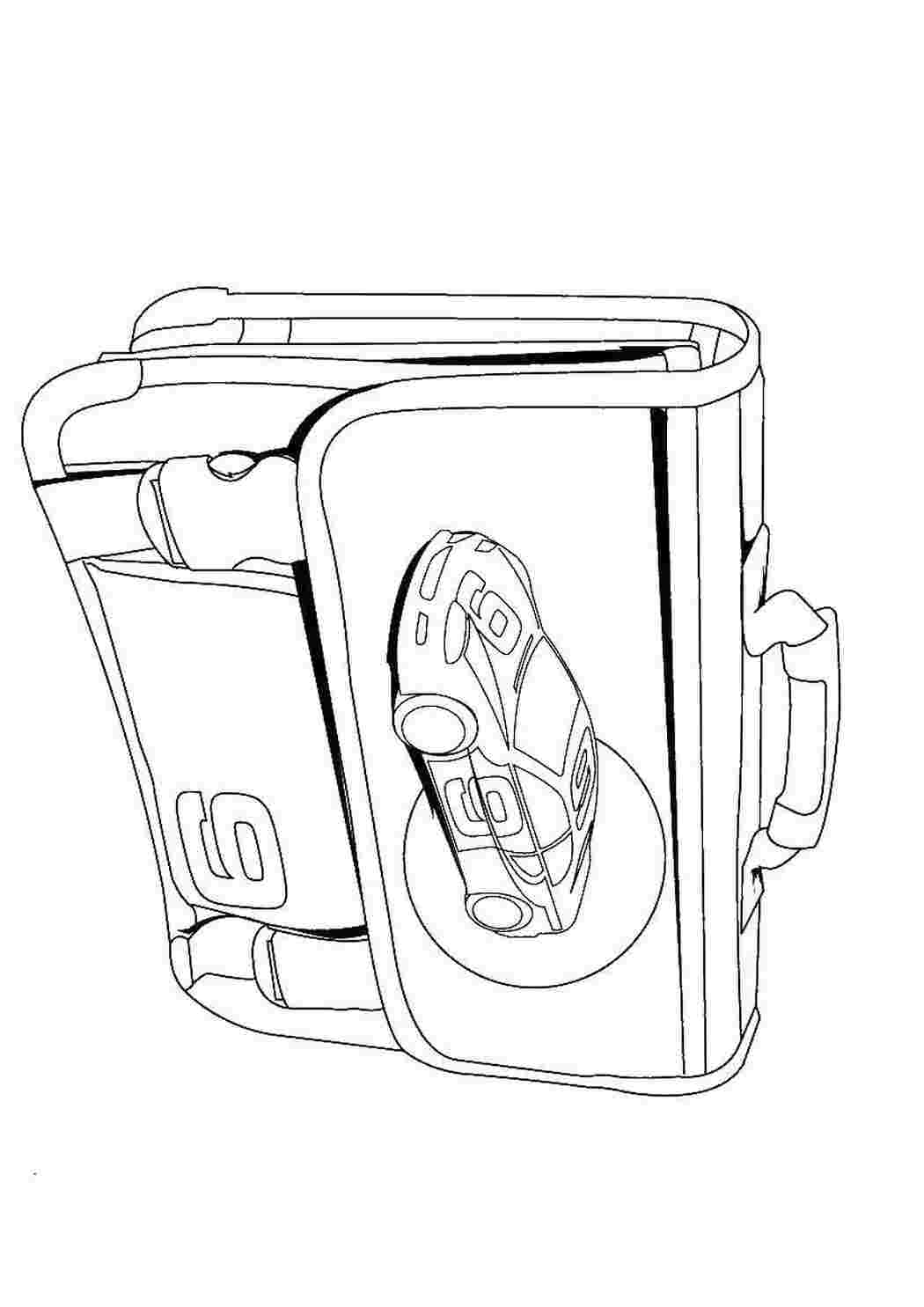 Раскраски Школьный портфель с машинкой Школьные принадлежности портфель, школа
