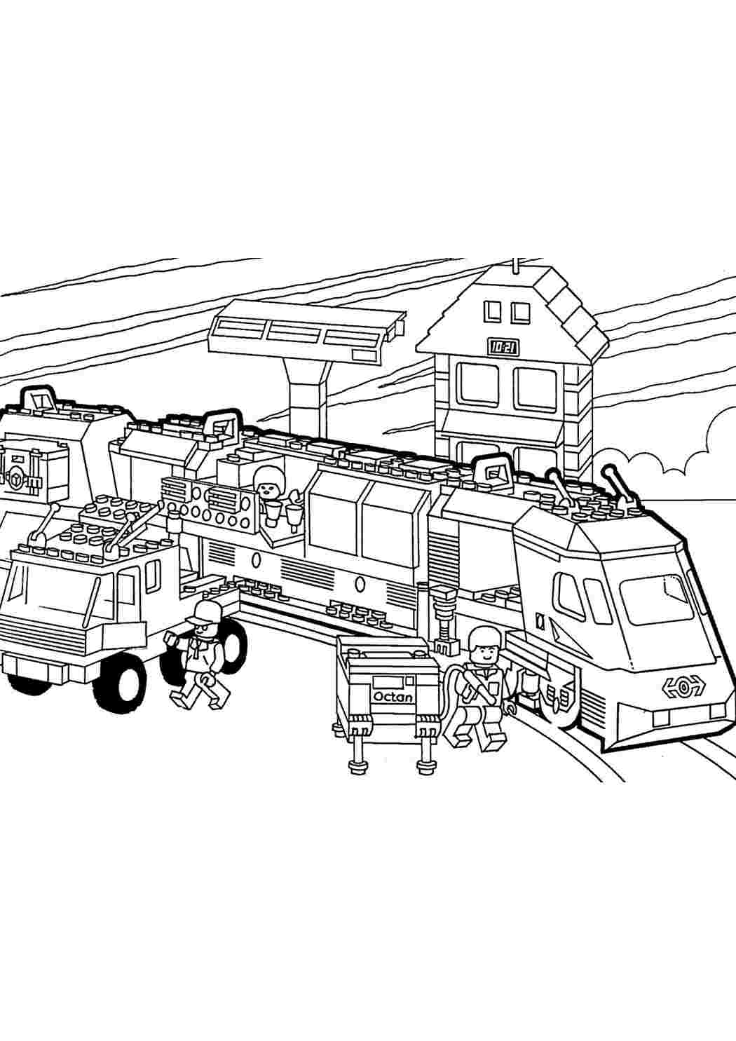 Раскраска поезд лего. картинки на рабочий стол онлайн