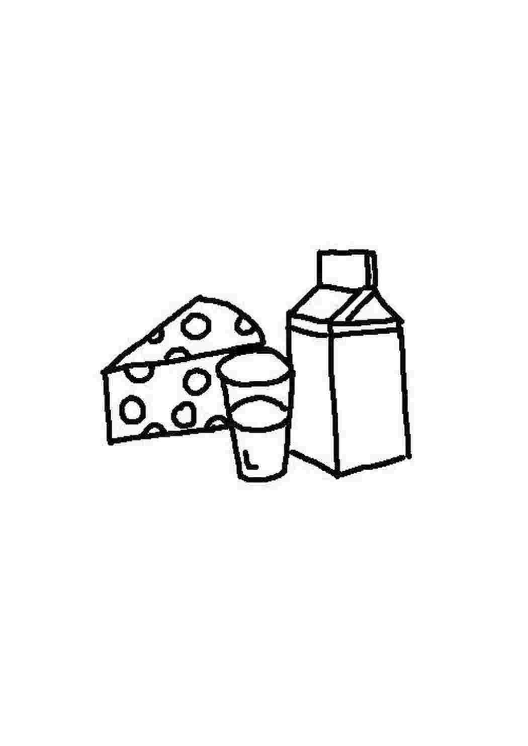 Раскраски Молочные продукты Еда молочка, сыр