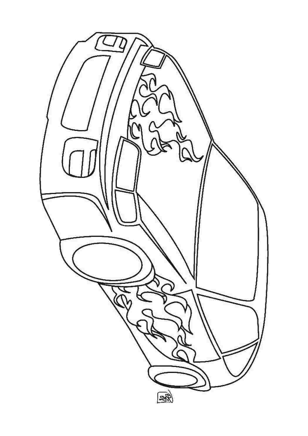 Раскраска машина машины. Машина с огненным рисунком