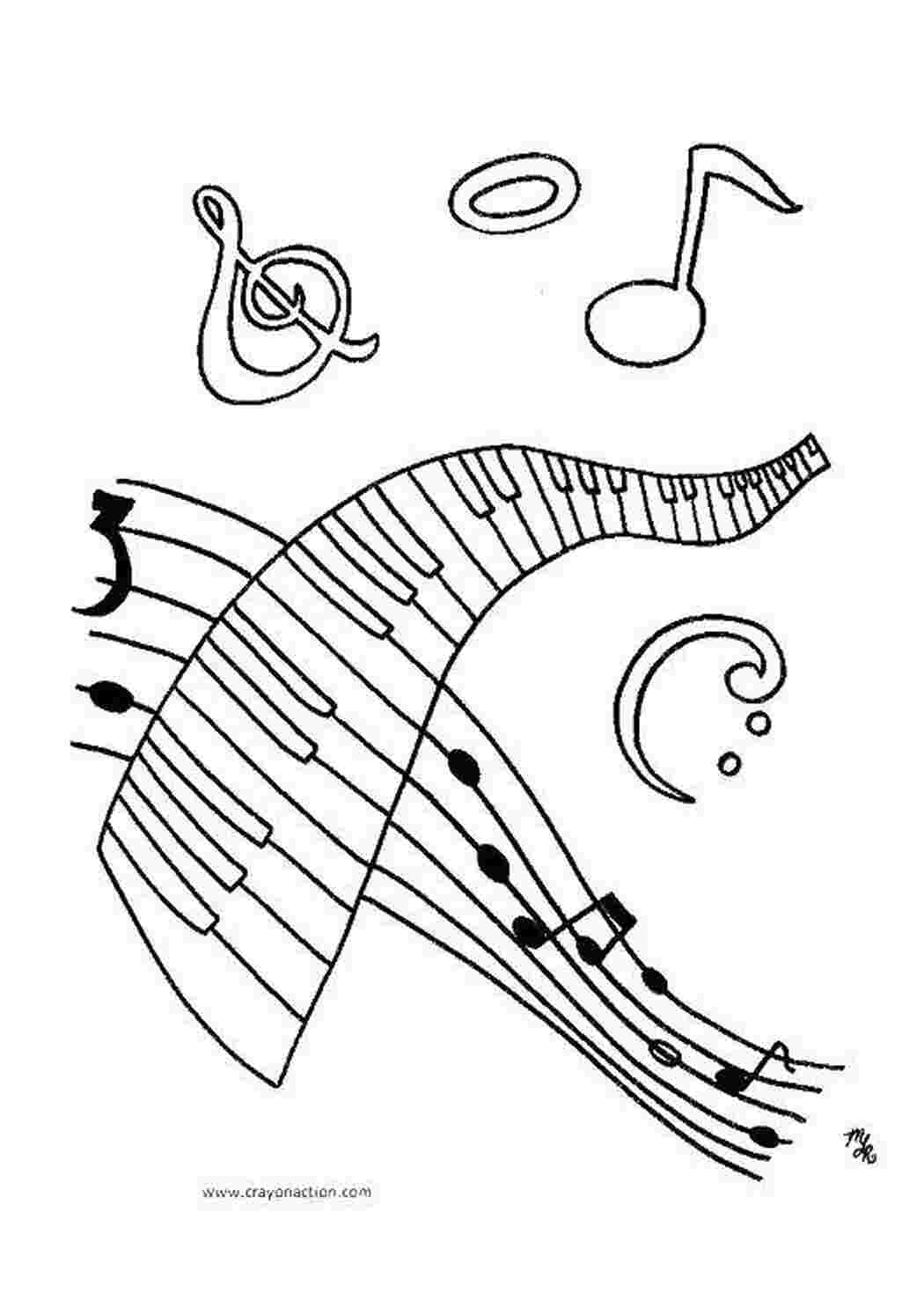 Раскраски Ноты и музыка Музыка пианино, ноты, музыка