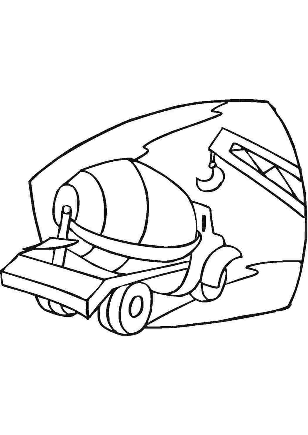 Раскраски картинки на рабочий стол онлайн Бетономешалка и кран Раскраски для мальчиков