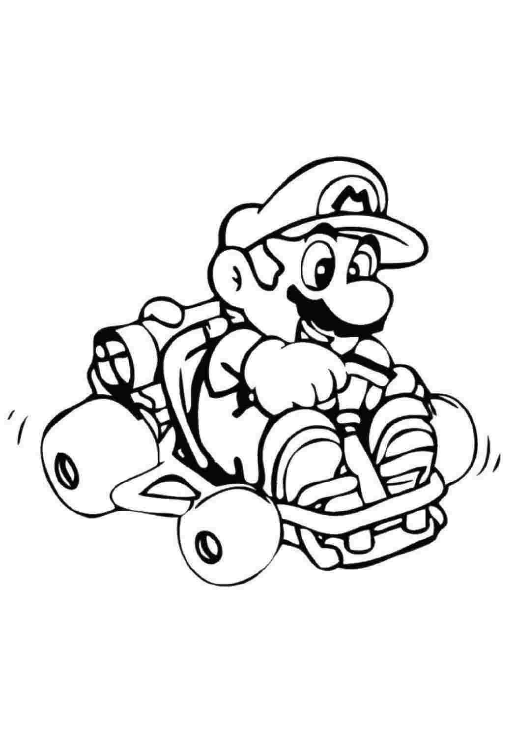 Раскраски Марио на машинке марио марио, игры, супер марио